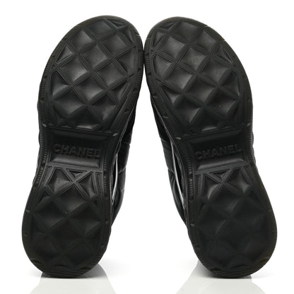 Chanel Nylon Calfskin Suede CC Sneakers 37.5 Black 5 of 10