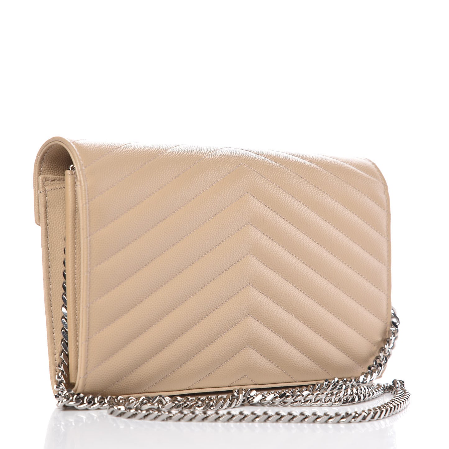 Grain De Poudre Matelasse Chevron Monogram Chain Wallet Nude Powder