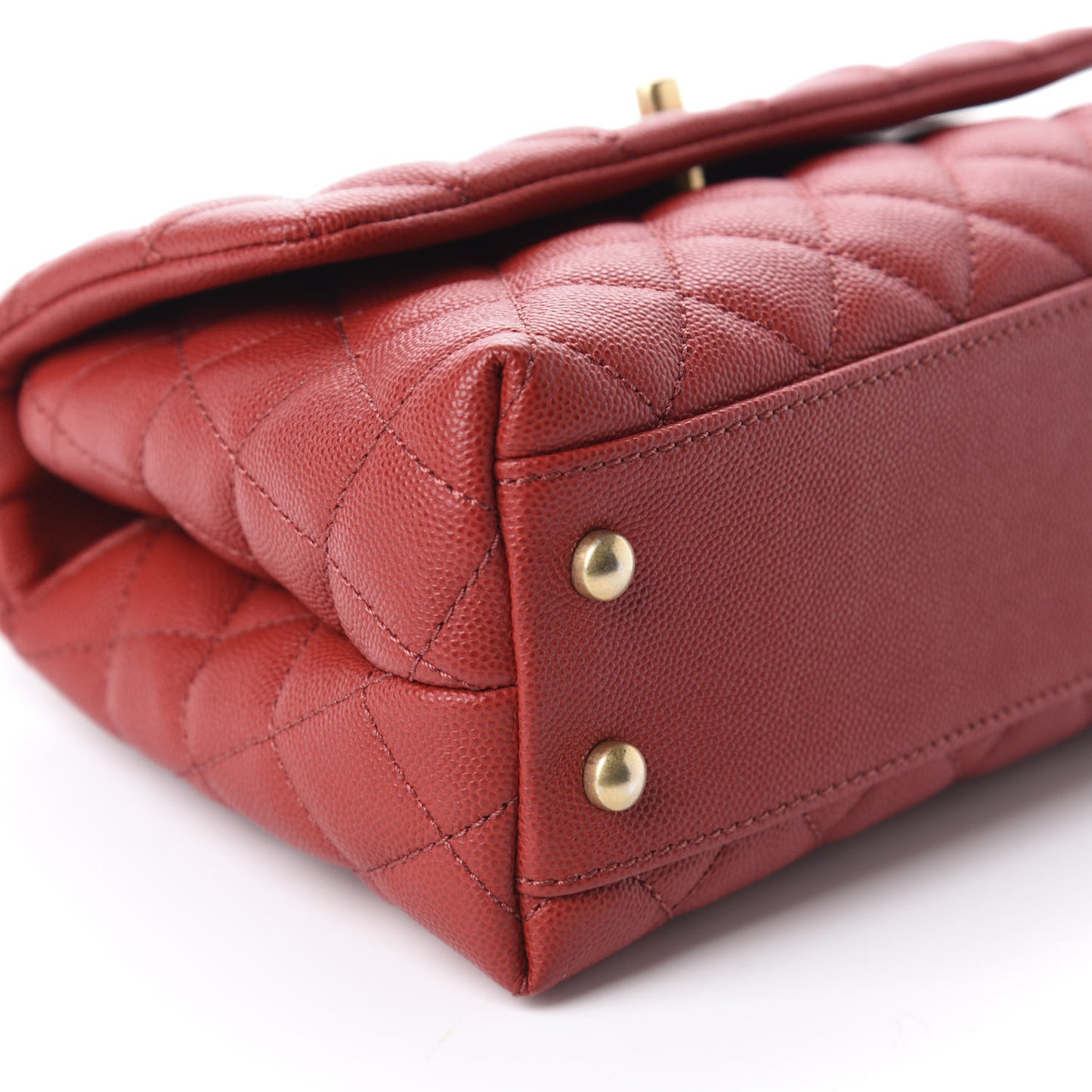 Caviar Lizard Quilted Mini Coco Handle Flap Red