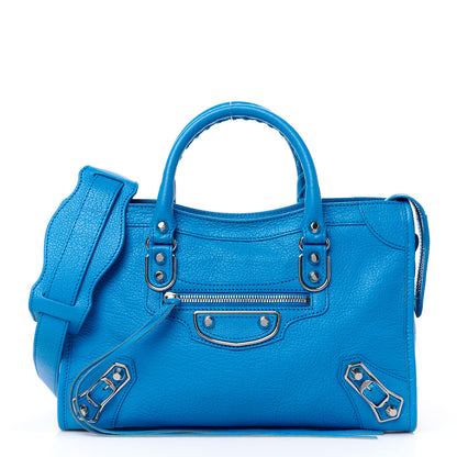 Balenciaga Chevre Silver Metallic Edge Hardware S City Bleu Ceylon 1 of 15