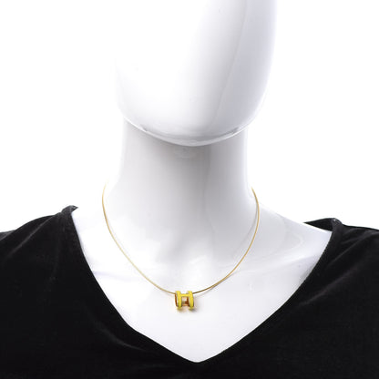Hermes Lacquered Gold Pop H Pendant Necklace Naples Yellow 2 of 7