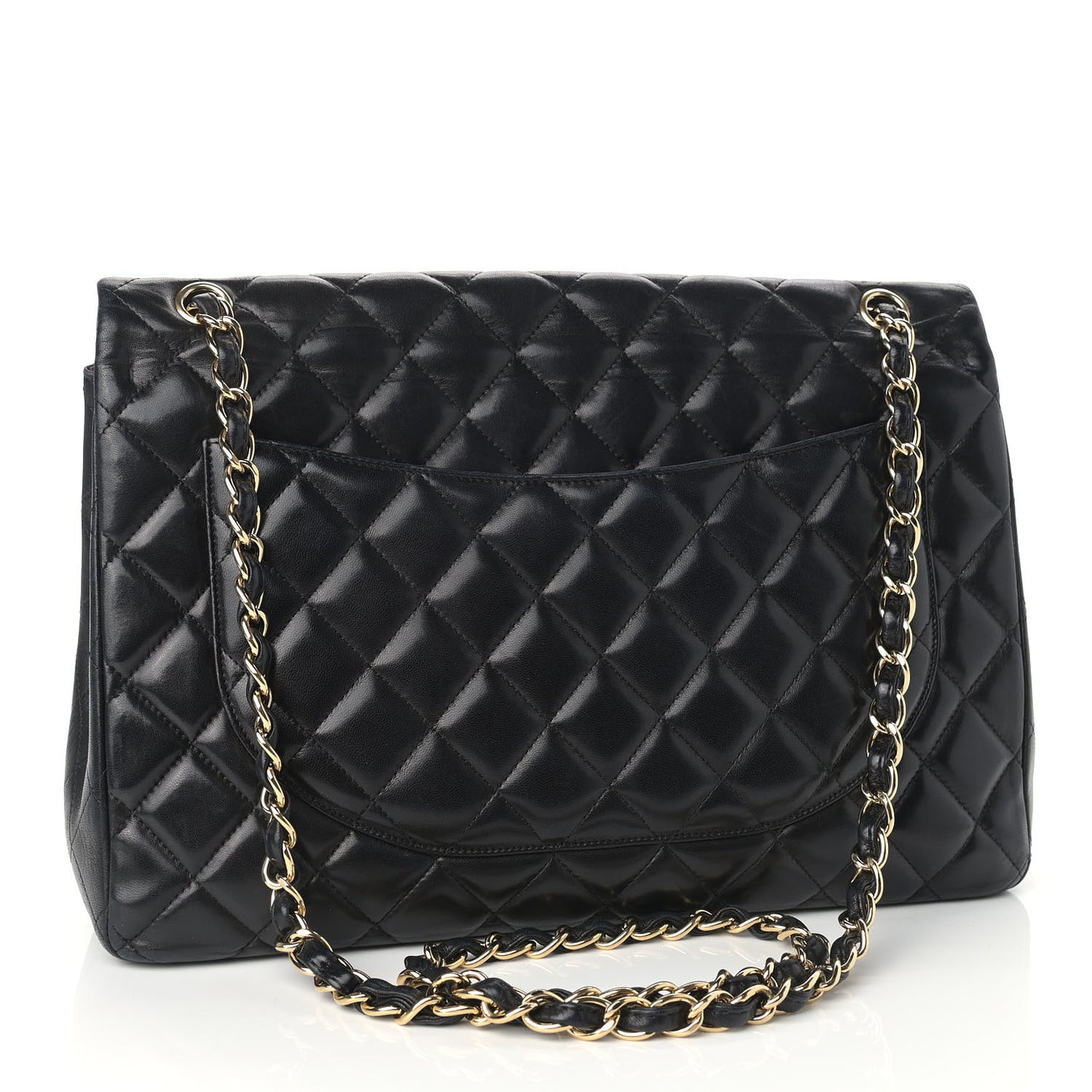 Lambskin Quilted Maxi Single Flap Black