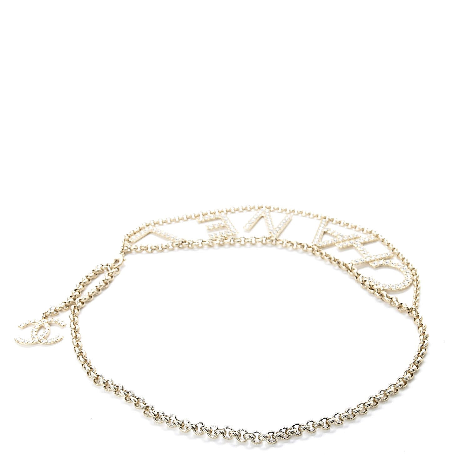 Chanel Metal Crystal 90's Icon Logo Chain Belt Gold 3 of 5