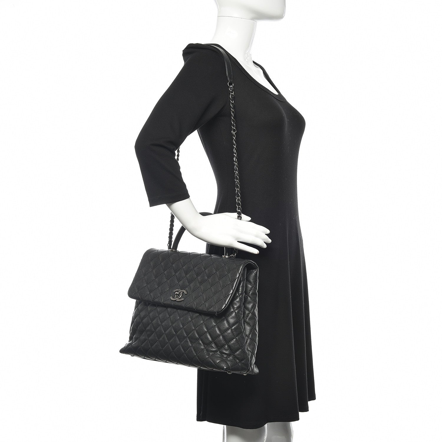 Chanel Caviar Quilted Large Coco Handle Flap Black 2 of 11