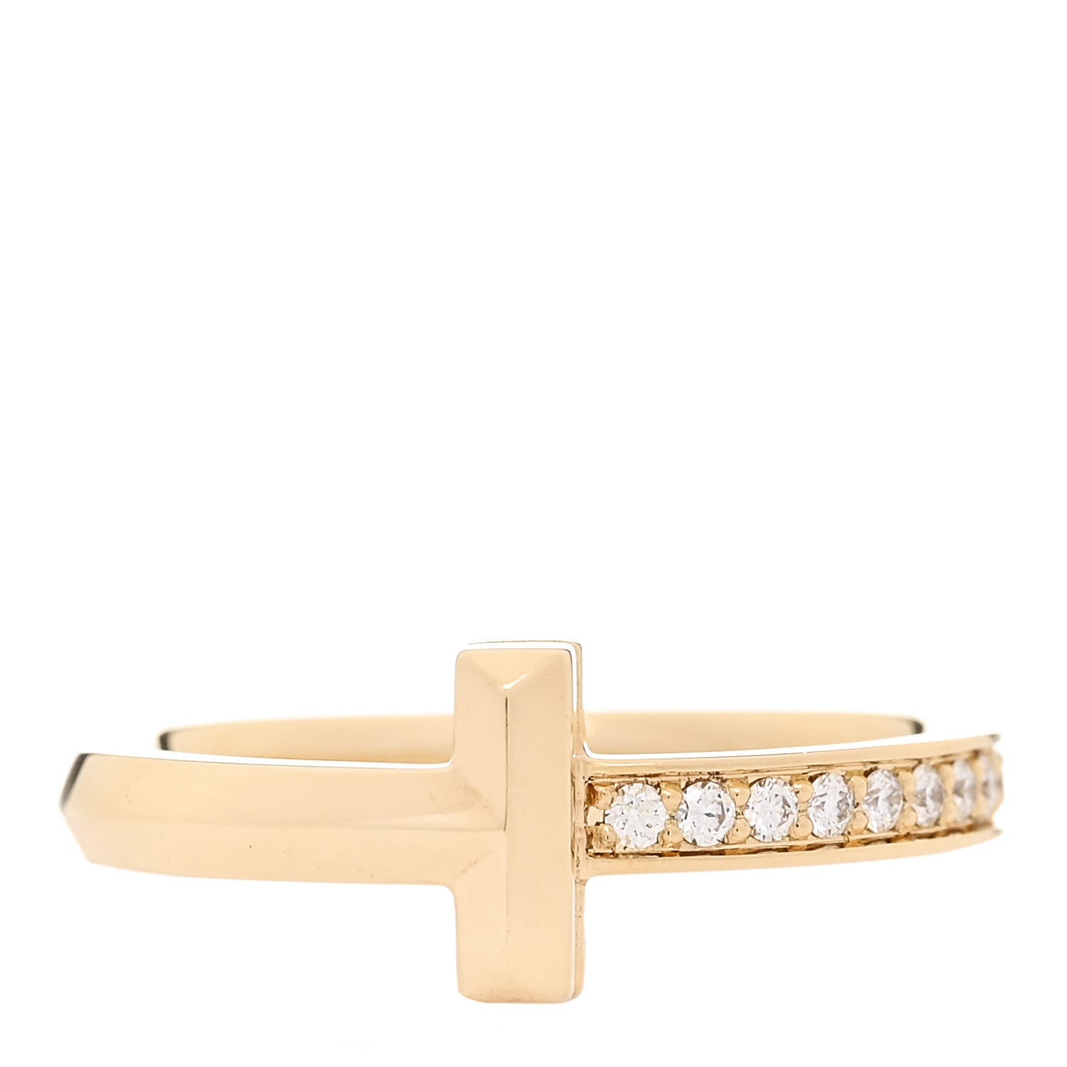 Tiffany 18K Yellow Gold Diamond T T1 Ring 52 6 1 of 5