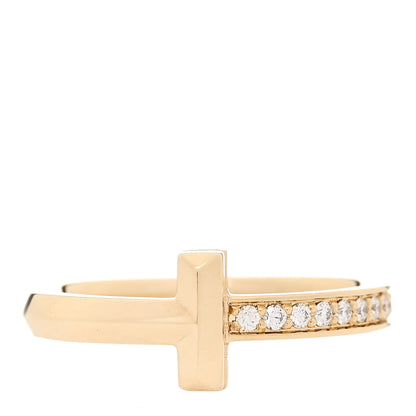 Tiffany 18K Yellow Gold Diamond T T1 Ring 52 6 1 of 5