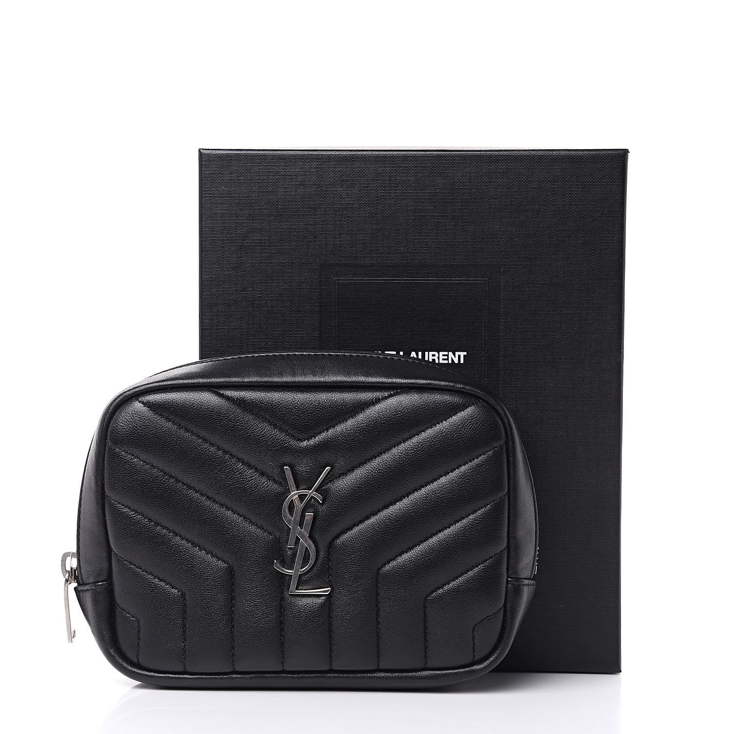 Saint Laurent Lambskin Y Quilted Monogram Loulou Cosmetic Case Black 11 of 11