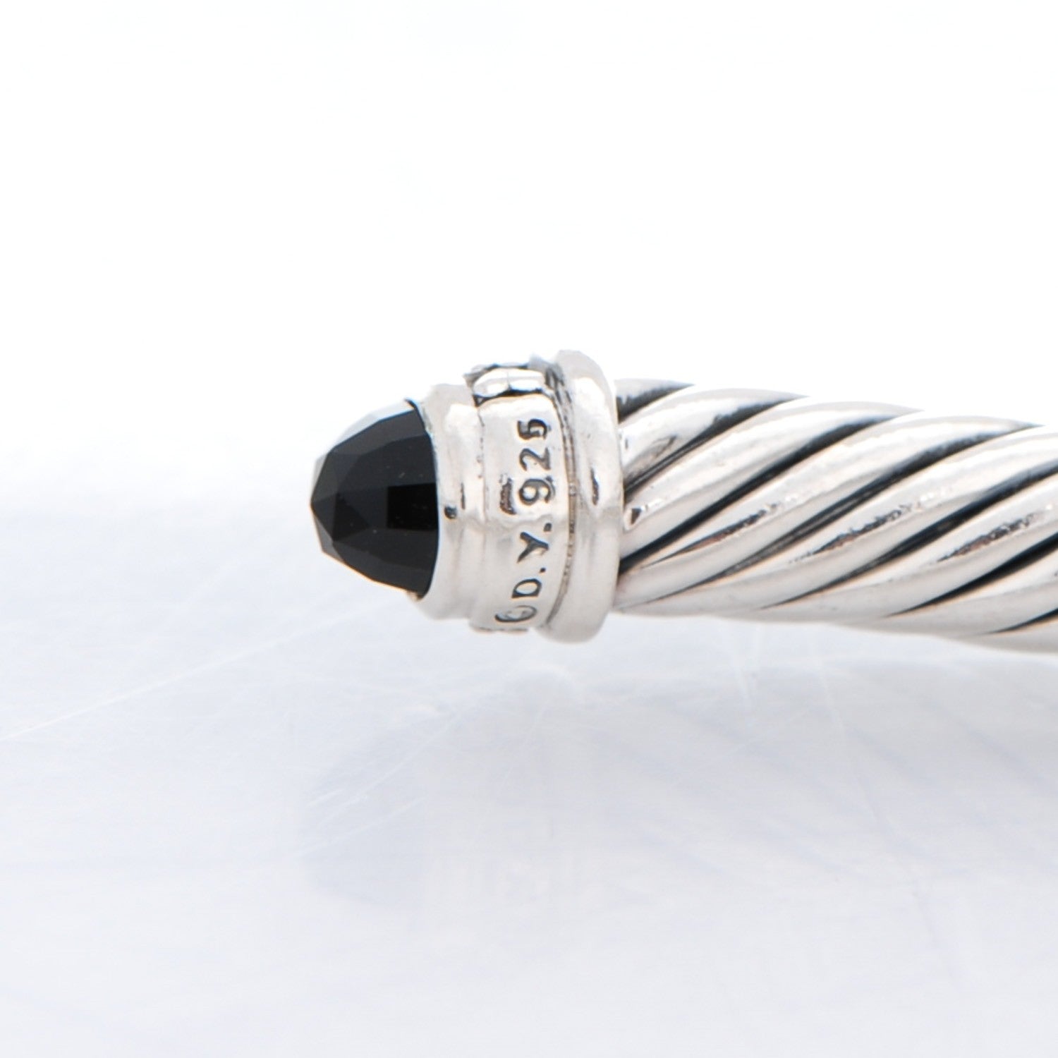 David Yurman Sterling Silver Diamond Pave Black Onyx 5mm Cable Classics Bracelet 4 of 5