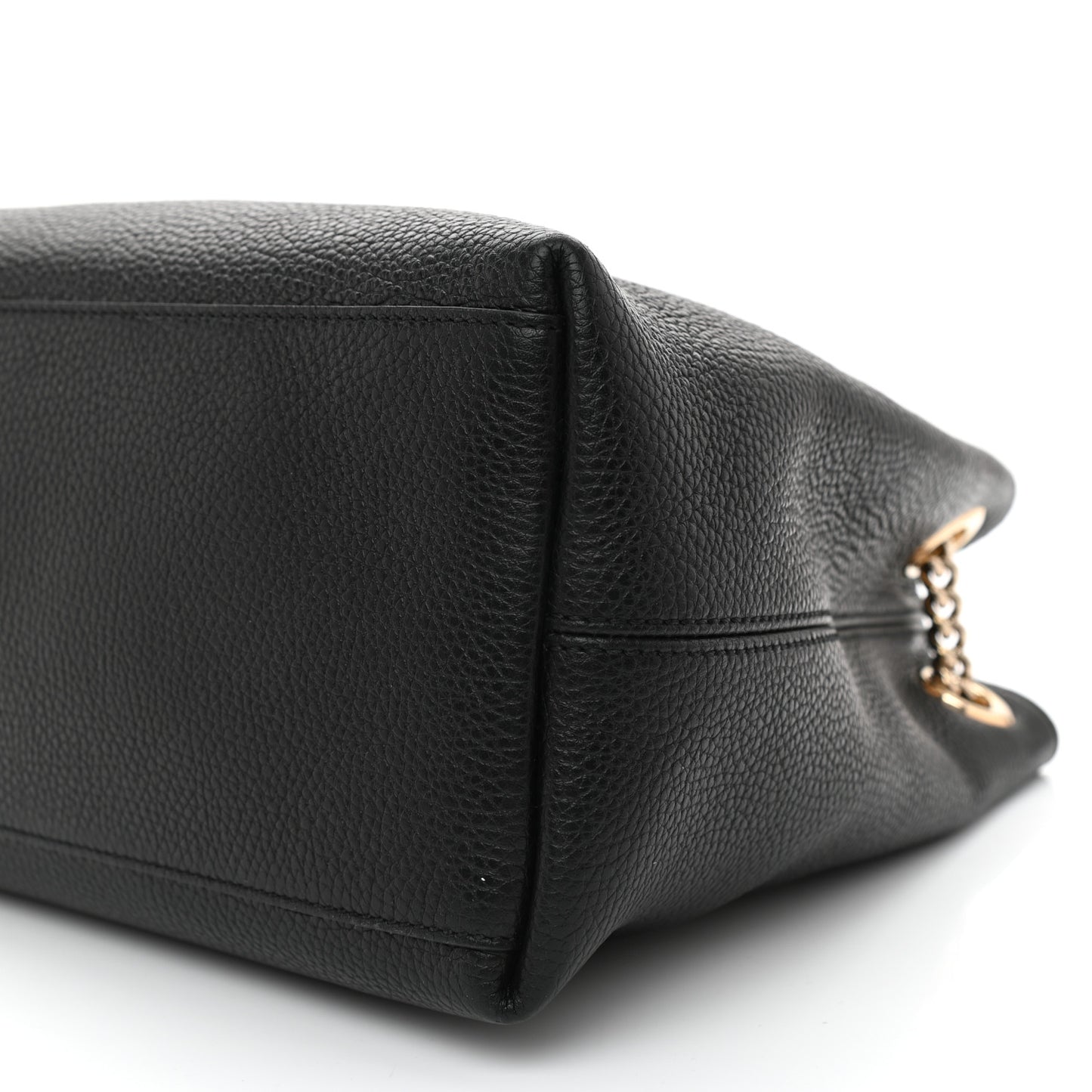Pebbled Calfskin Medium Soho Chain Shoulder Bag Black