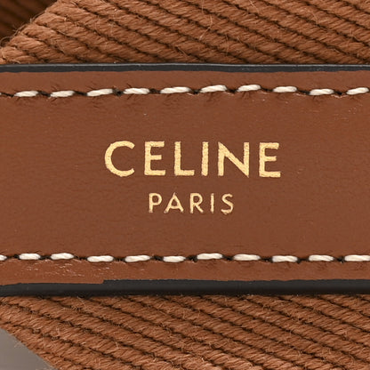 Celine Jacquard Wool Logo Long Strap Tan White 4 of 7