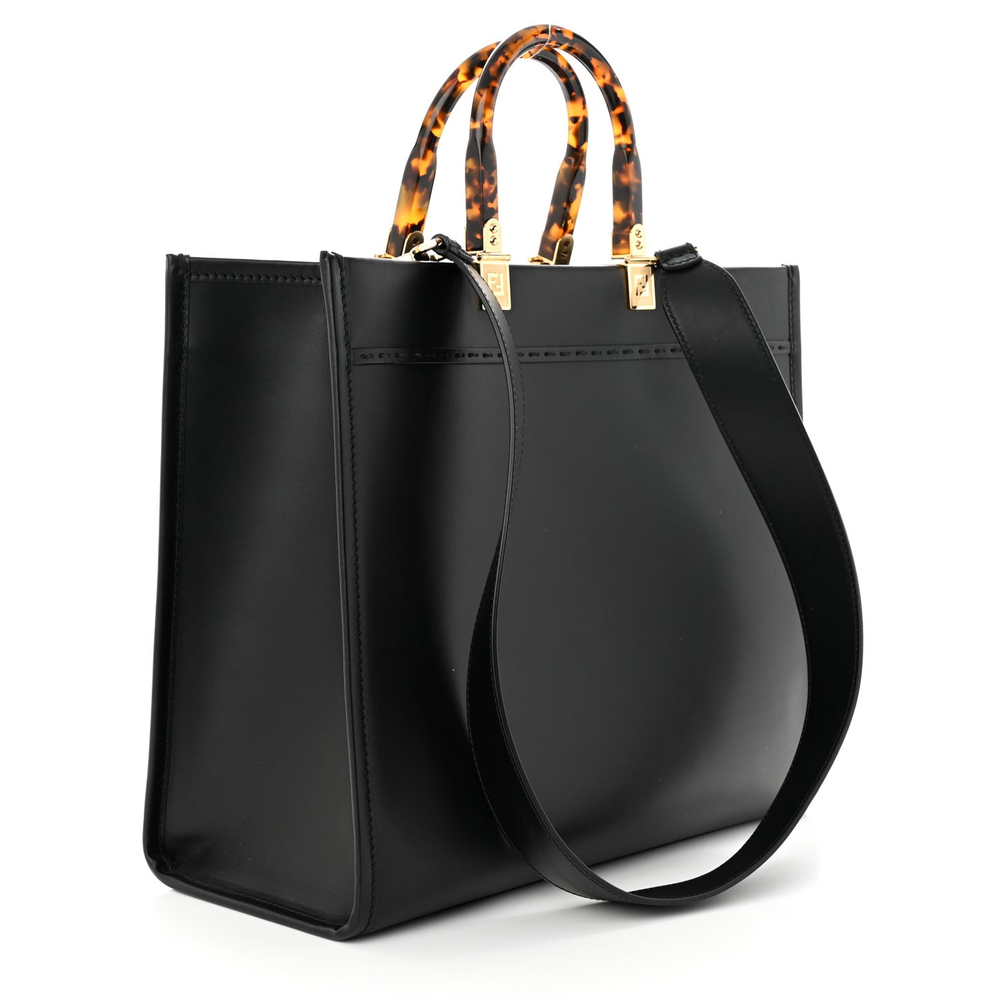 Vitello King Plexiglass Medium Fendi Sunshine Shopper Tote Black