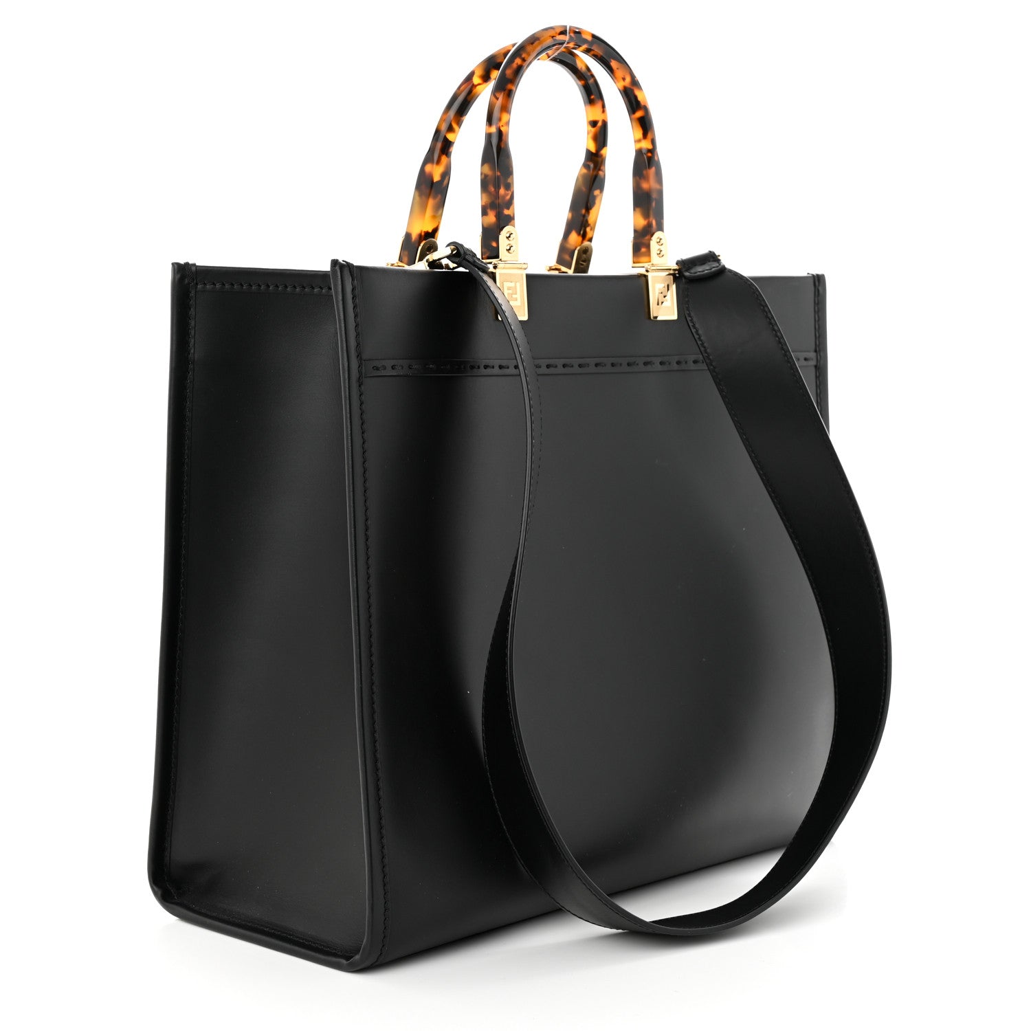 Fendi Vitello King Plexiglass Medium Fendi Sunshine Shopper Tote Black 3 of 10