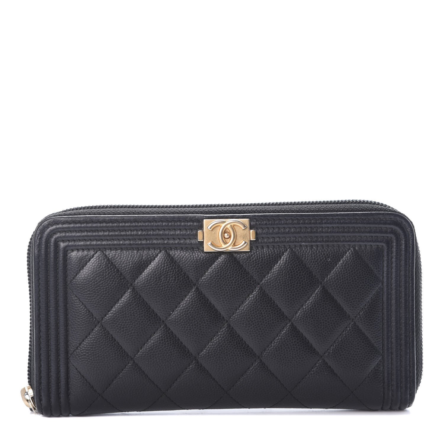 Chanel Caviar Quilted Boy Long Zip Around Wallet Black 1 of 7