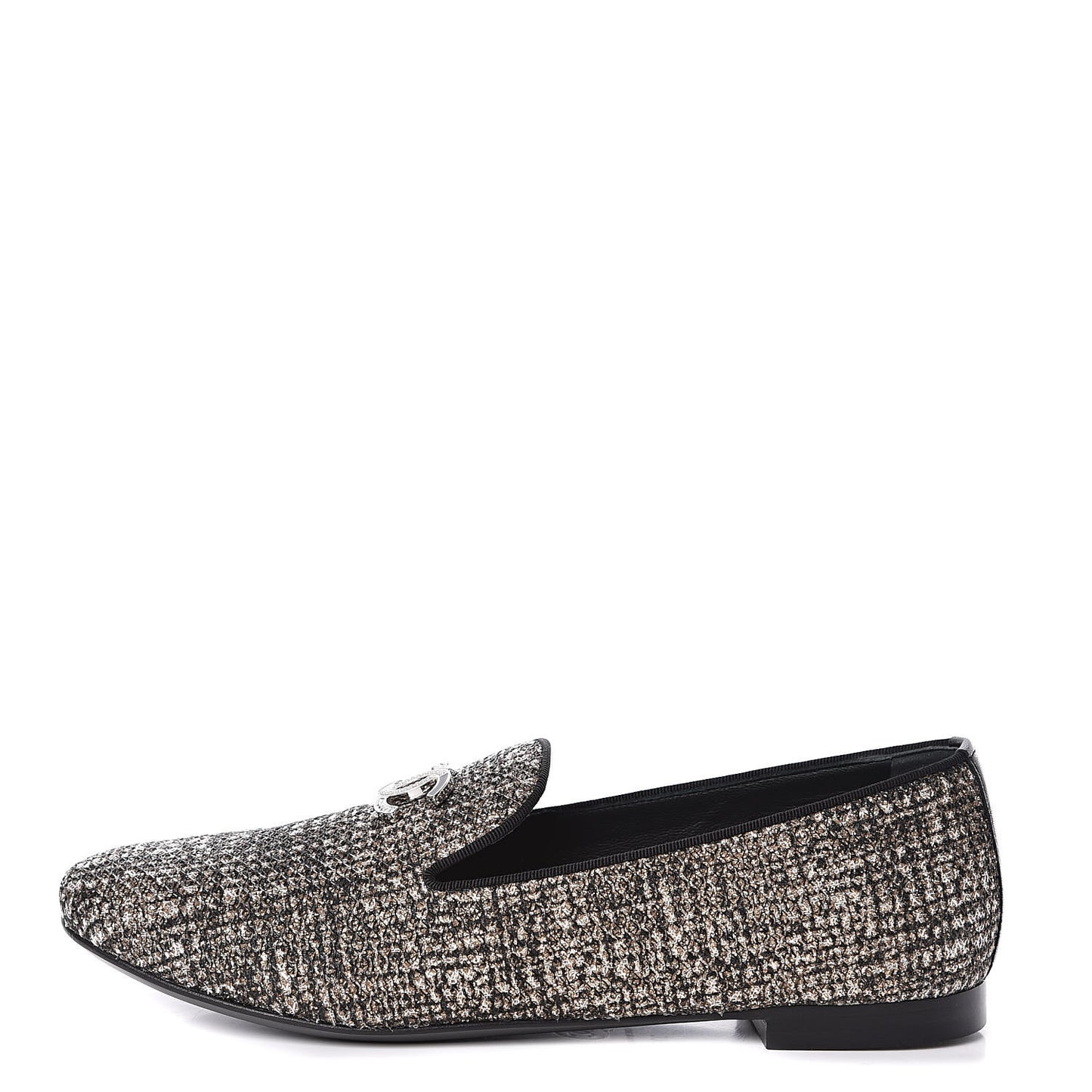 Fantasy Fabric Grosgrain CC Mocassin Loafers 37 Pink Black