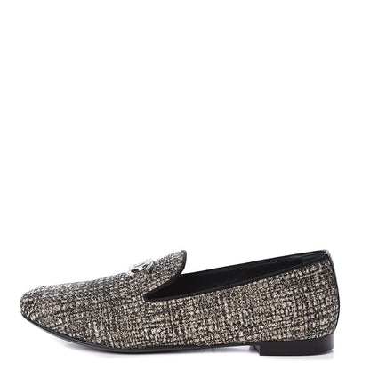 Chanel Fantasy Fabric Grosgrain CC Mocassin Loafers 37 Pink Black 1 of 9