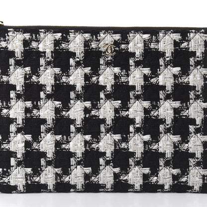 Chanel Tweed Quilted Medium Cosmetic Pouch Black Ecru White 7 of 7