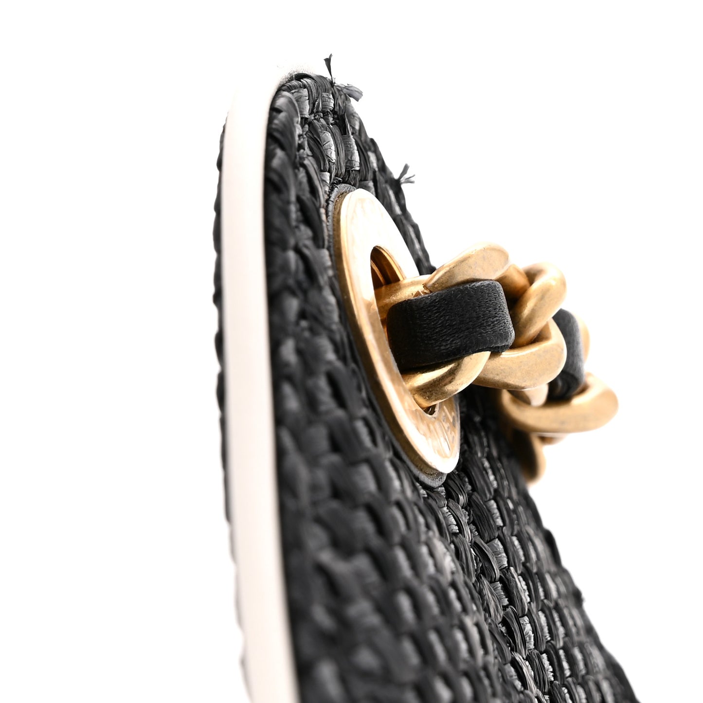 Braided Raffia Calfskin Mini Chanel 25 Handbag Black White