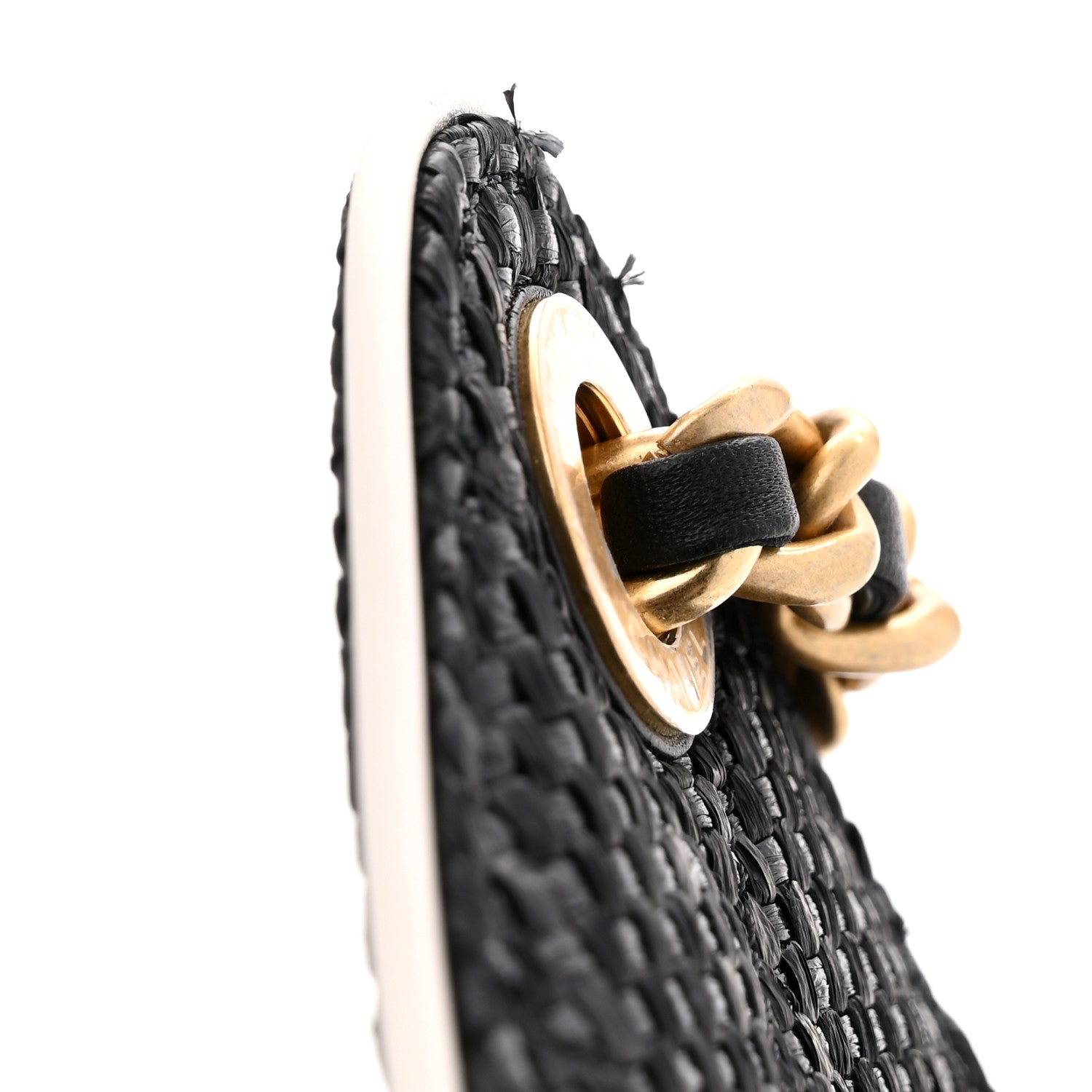 Chanel Braided Raffia Calfskin Mini Chanel 25 Handbag Black White 11 of 12