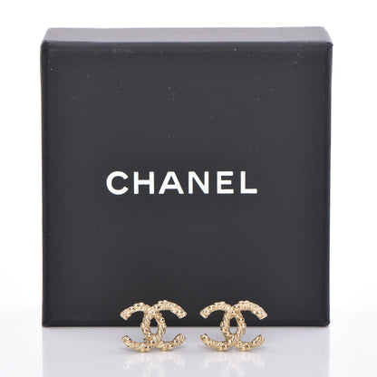 Chanel Metal Twisted CC Earrings Light Gold 5 of 5