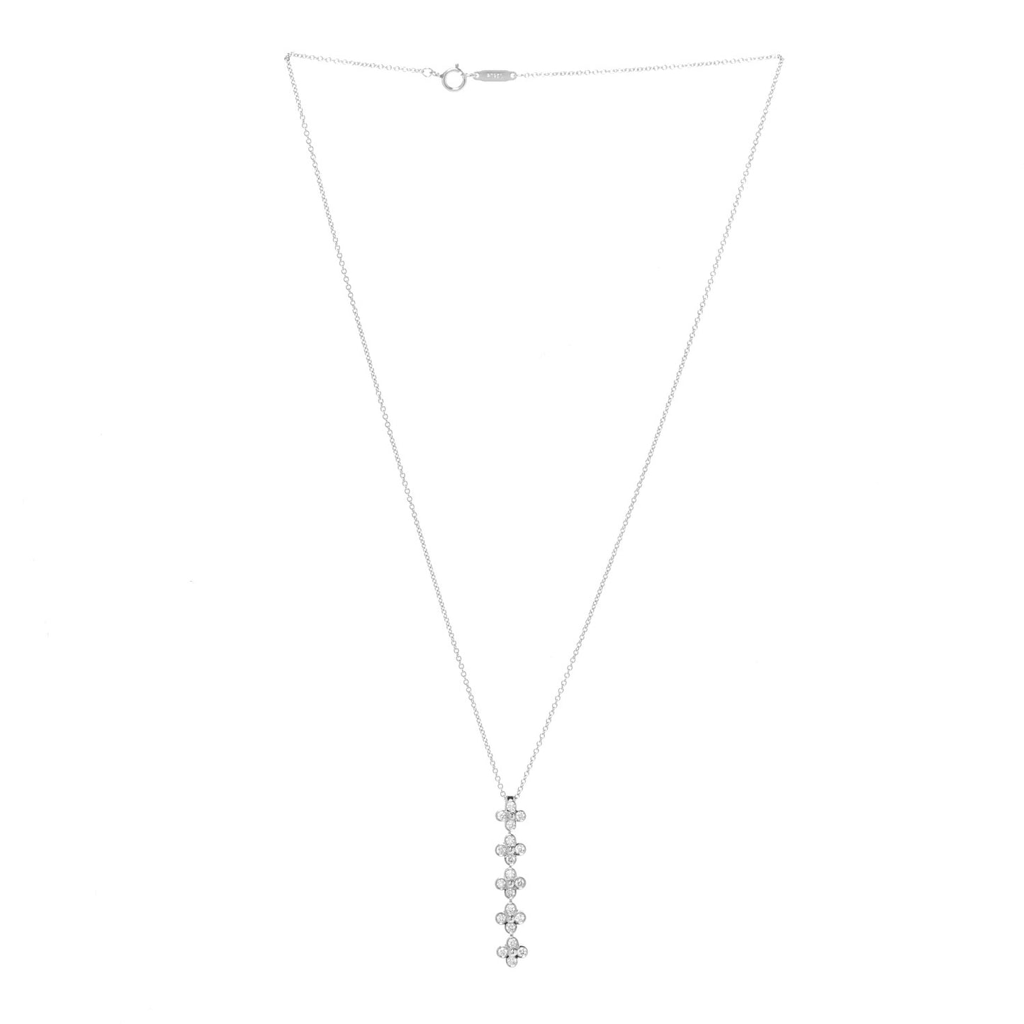 Platinum Diamond Lace Drop Pendant Necklace
