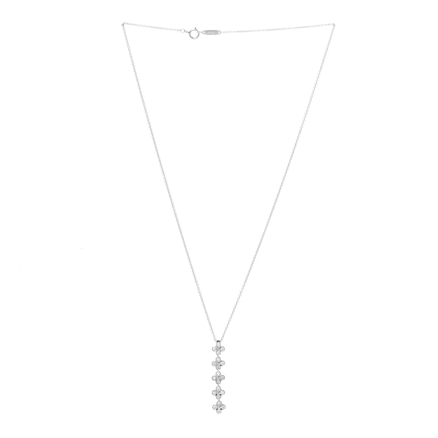 Tiffany Platinum Diamond Lace Drop Pendant Necklace 3 of 6