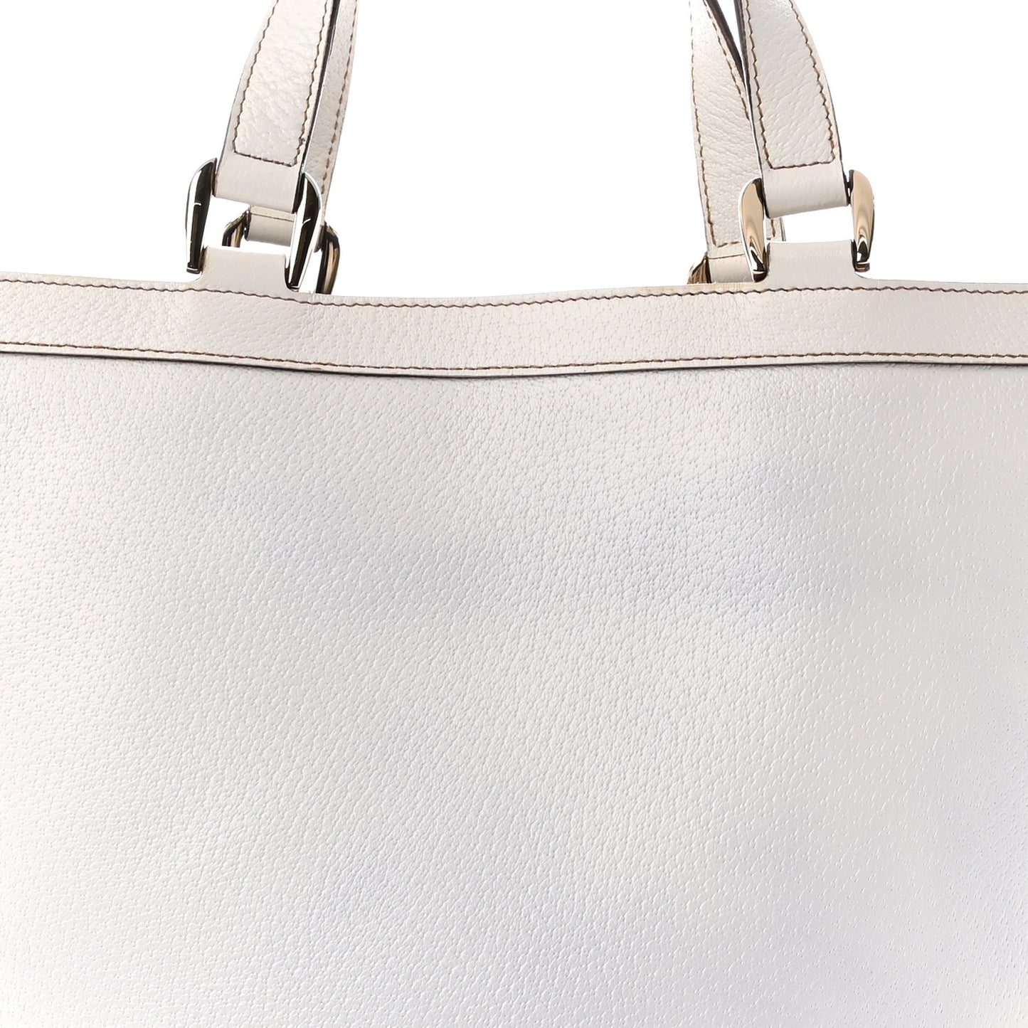 Textured Calfskin Abbey Tote  White