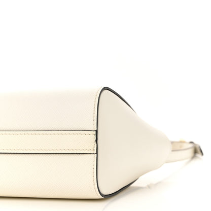 Prada Saffiano Soft Calfskin Mini Zippered Tote Bianco 8 of 9