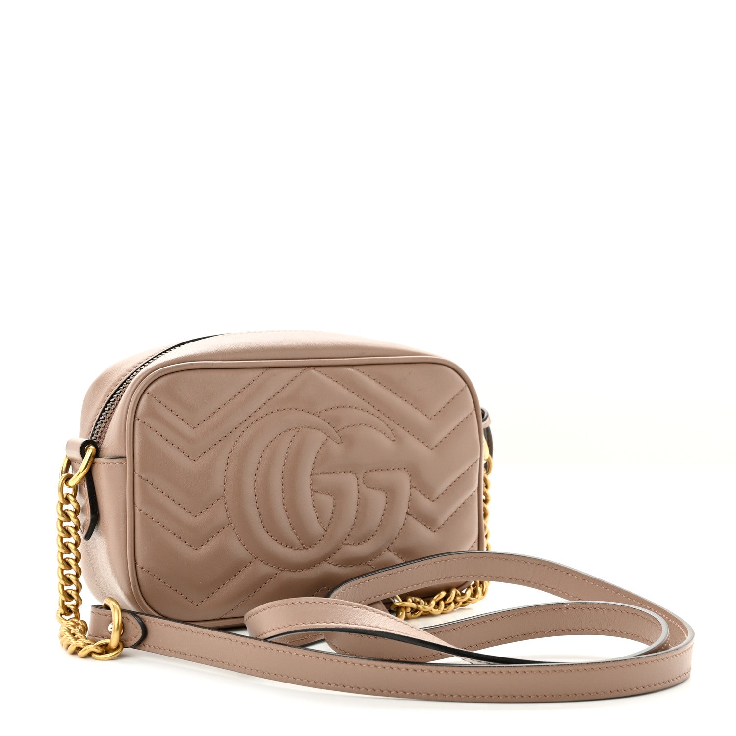Gucci Calfskin Matelasse Mini GG Marmont Chain Shoulder Bag Porcelain Rose 3 of 13