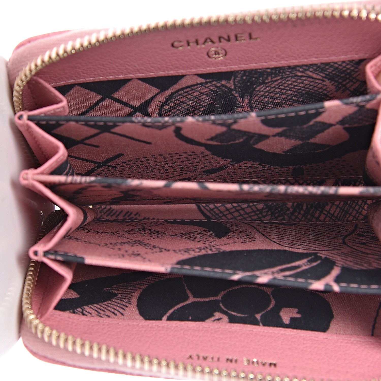 Chanel Goatskin Camellia Zip Coin Purse Pink 5 of 11