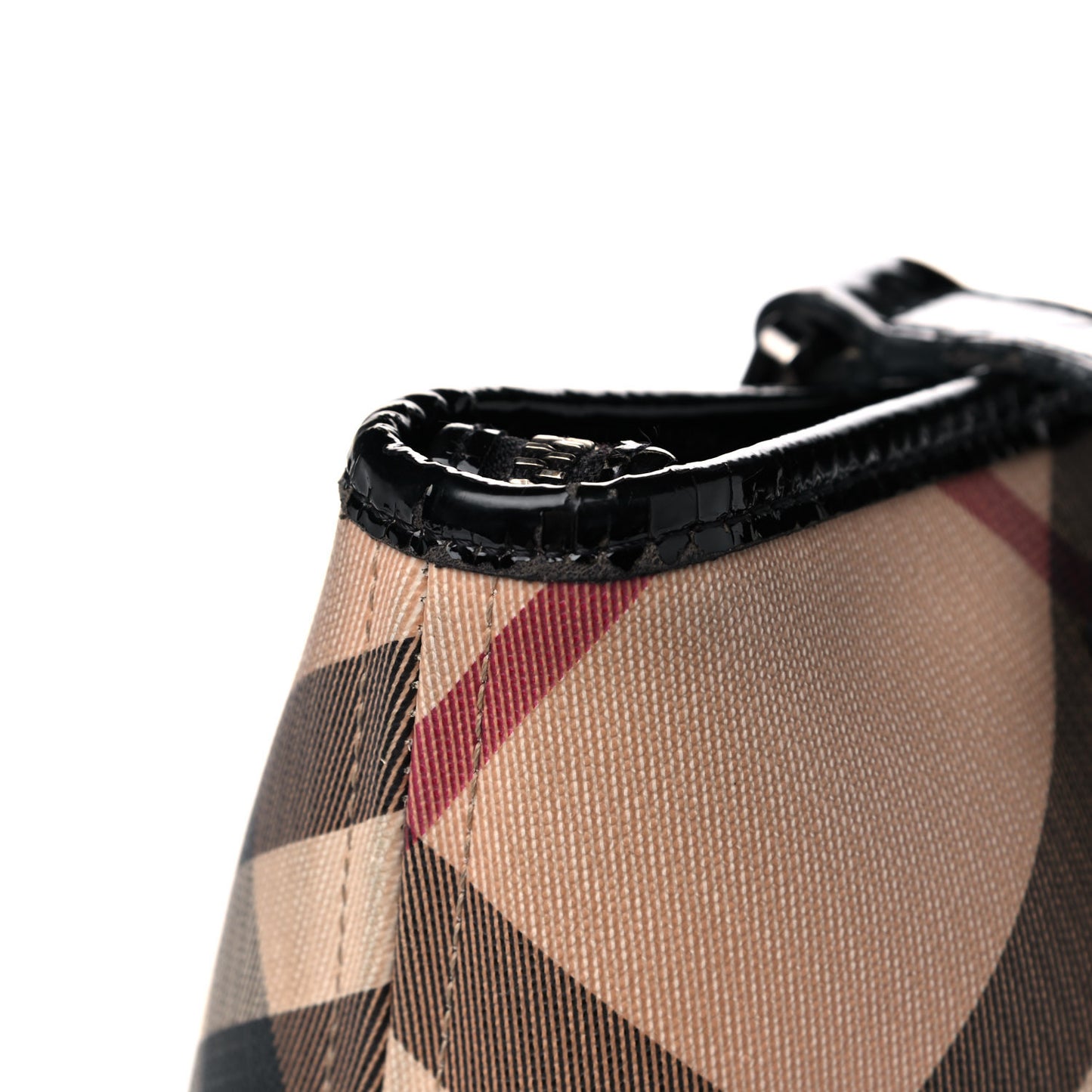 Nova Check Patent Trim Shopper Tote Black