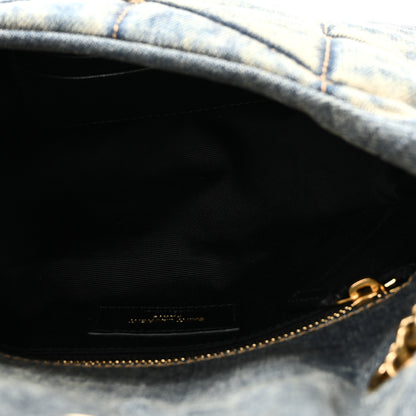 Saint Laurent Denim Quilted Toy Loulou Puffer Monogram Chain Satchel Blue Cinnamon 5 of 11