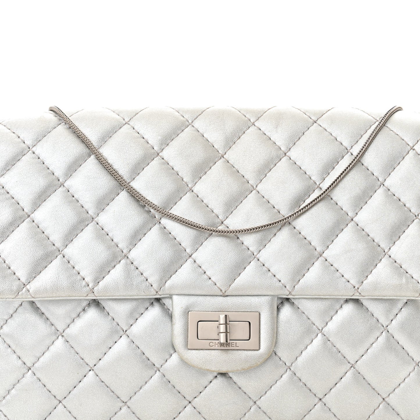 Metallic Lambskin Quilted Snake Chain 2.55 Reissue Flap Silver