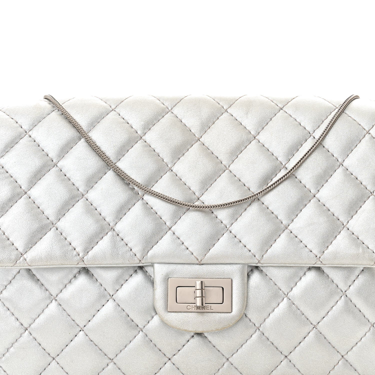 Chanel Metallic Lambskin Quilted Snake Chain 2.55 Reissue Flap Silver 8 of 19