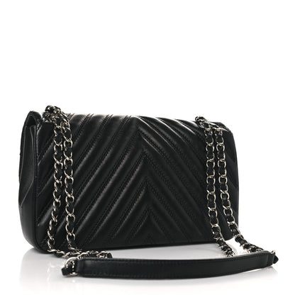 Chanel Lambskin Chevron Quilted Double Stitch Medium Single Flap Black 3 of 11