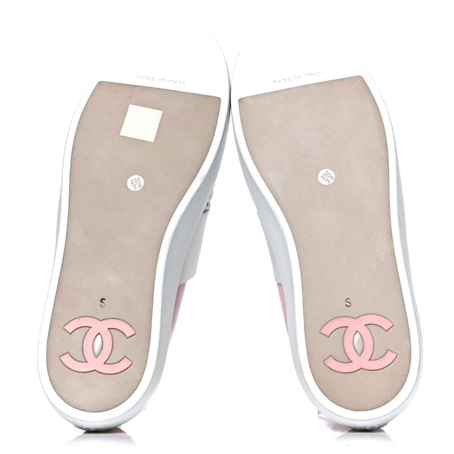 Chanel Fabric Mesh Sneakers 36.5 White Pink 814634