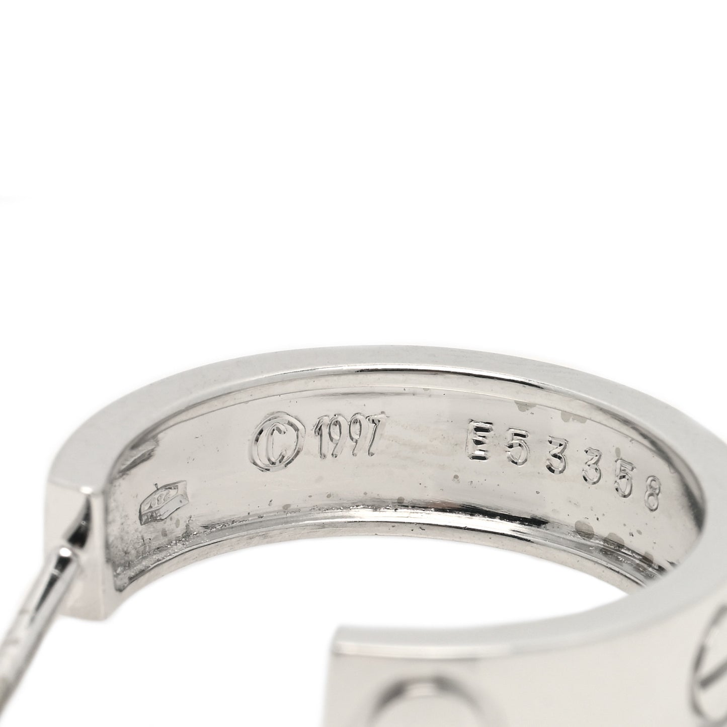 18K White Gold 5.5mm LOVE Hoop Earrings