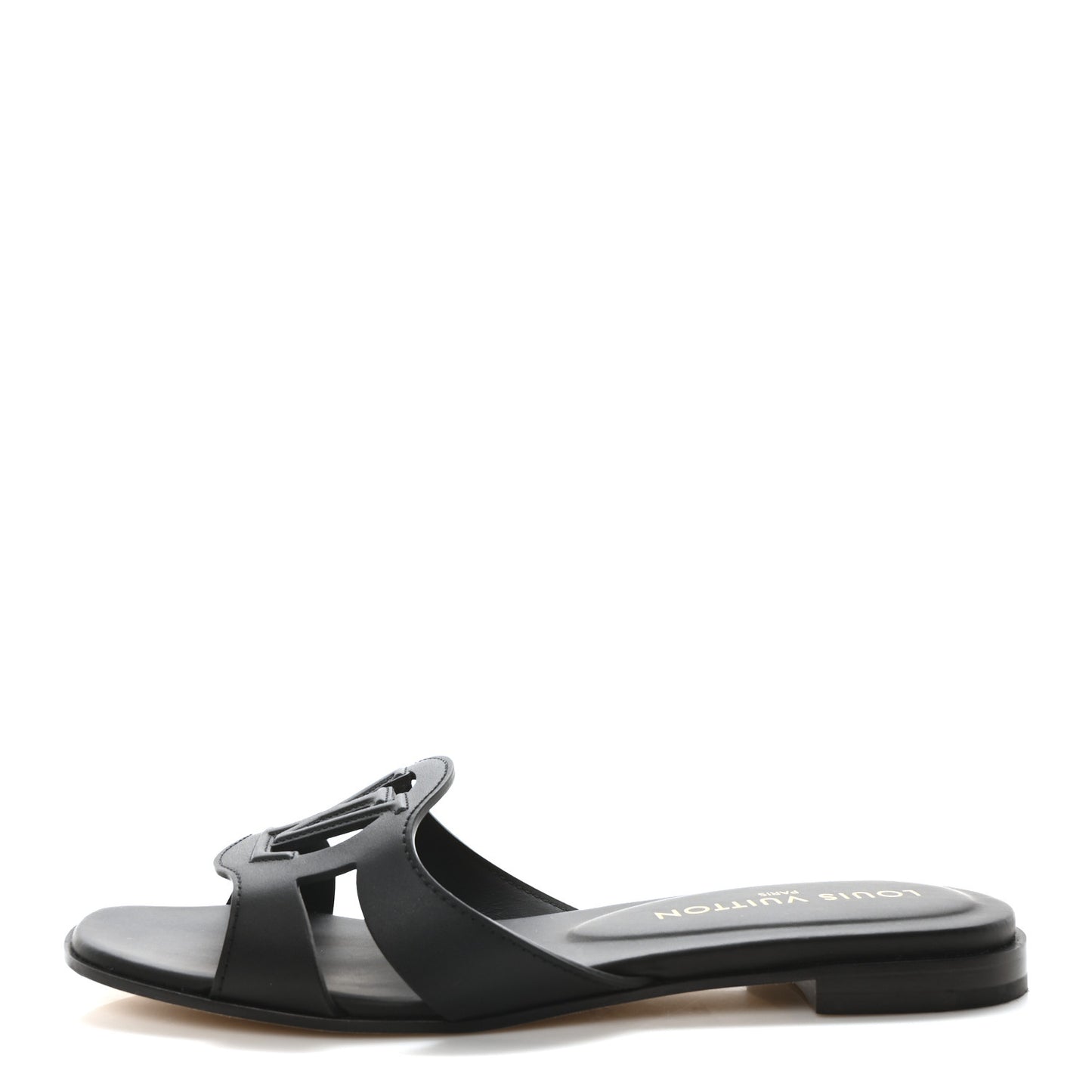 Calfskin LV Isola Flat Sandals 38 Black