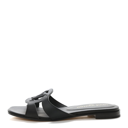 Louis Vuitton Calfskin LV Isola Flat Sandals 38 Black 1 of 8
