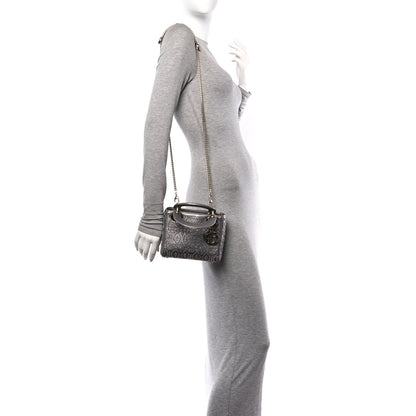 Christian Dior Metallic Lambskin Beaded Embroidered Mini Lady Dior Silver 2 of 11