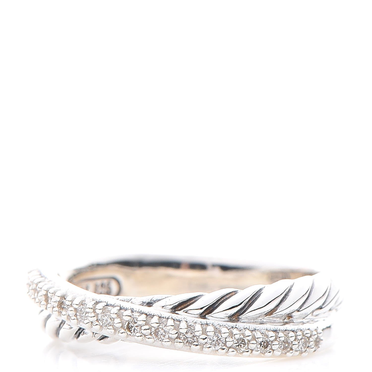 David Yurman Sterling Silver Diamond 5mm Crossover Ring 53.1 6.5 1 of 5