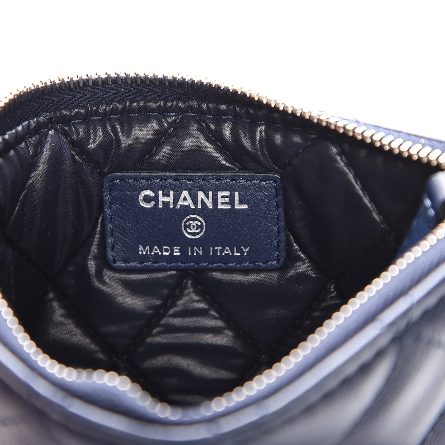 Lambskin Quilted Small Cosmetic Case Blue