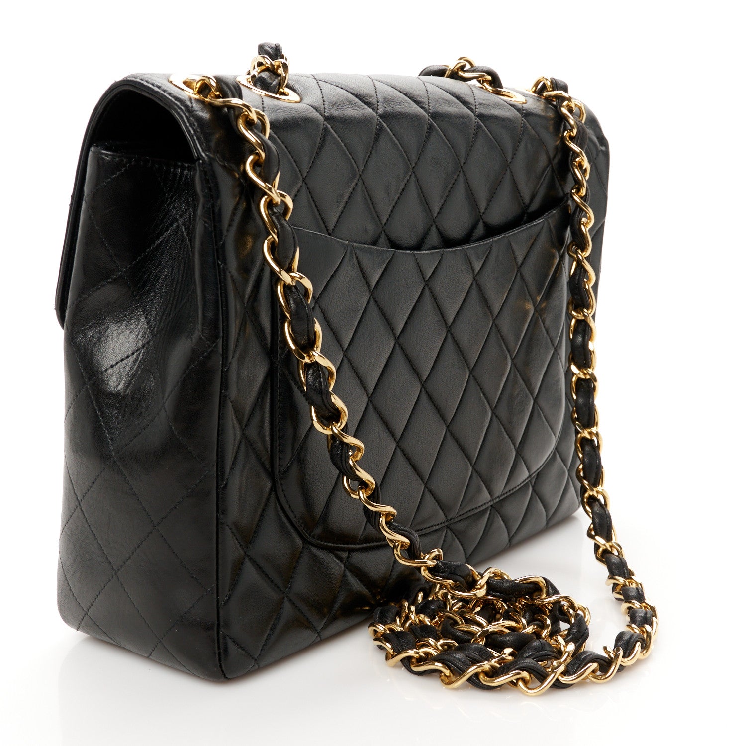 Chanel Lambskin Quilted XL Jumbo Single Flap Black 3 of 12