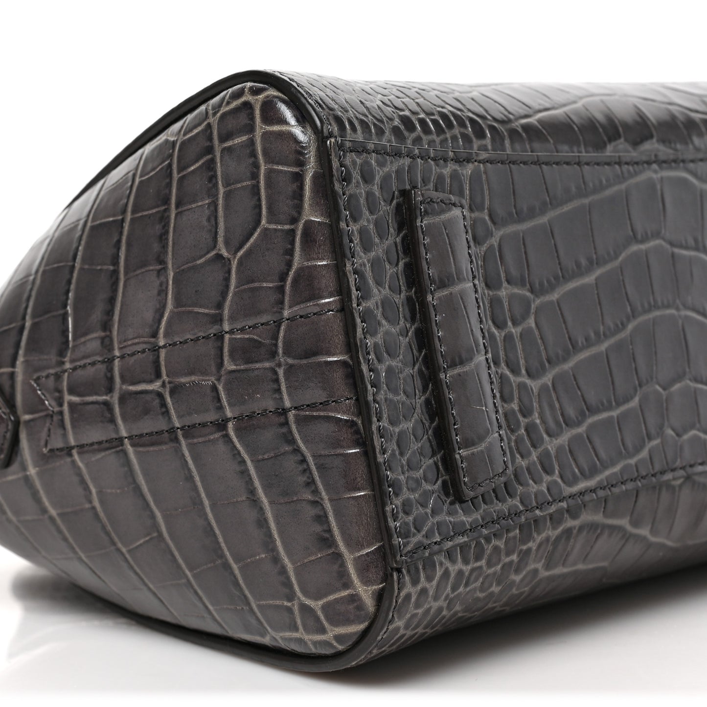 Calfskin Crocodile Embossed Mini Antigona Storm Grey