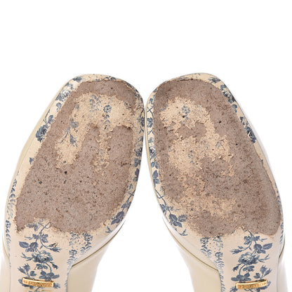 Gucci Malaga Kid GG Victoire 55mm Loafer Pumps 37 Vintage White 8 of 10