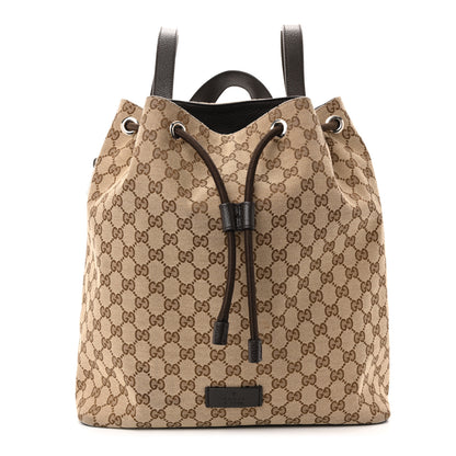 Gucci Monogram Dollar Calfskin O Drawstring Backpack Beige Ebony Testa di Moro Dark Chocolate 1 of 13