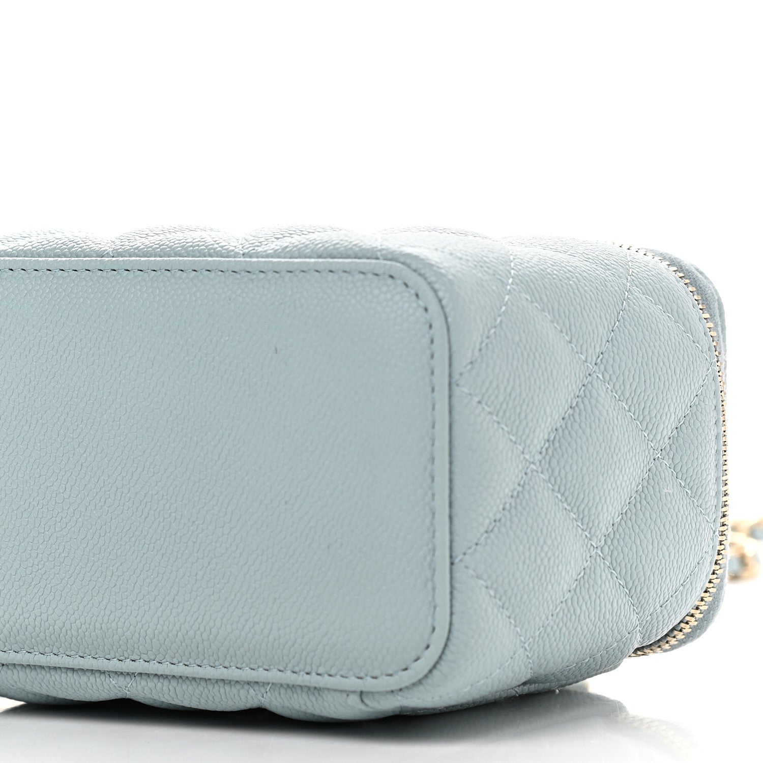 Chanel Caviar Quilted Small Tiny CC Vanity Case With Chain Light Blue 10 of 10