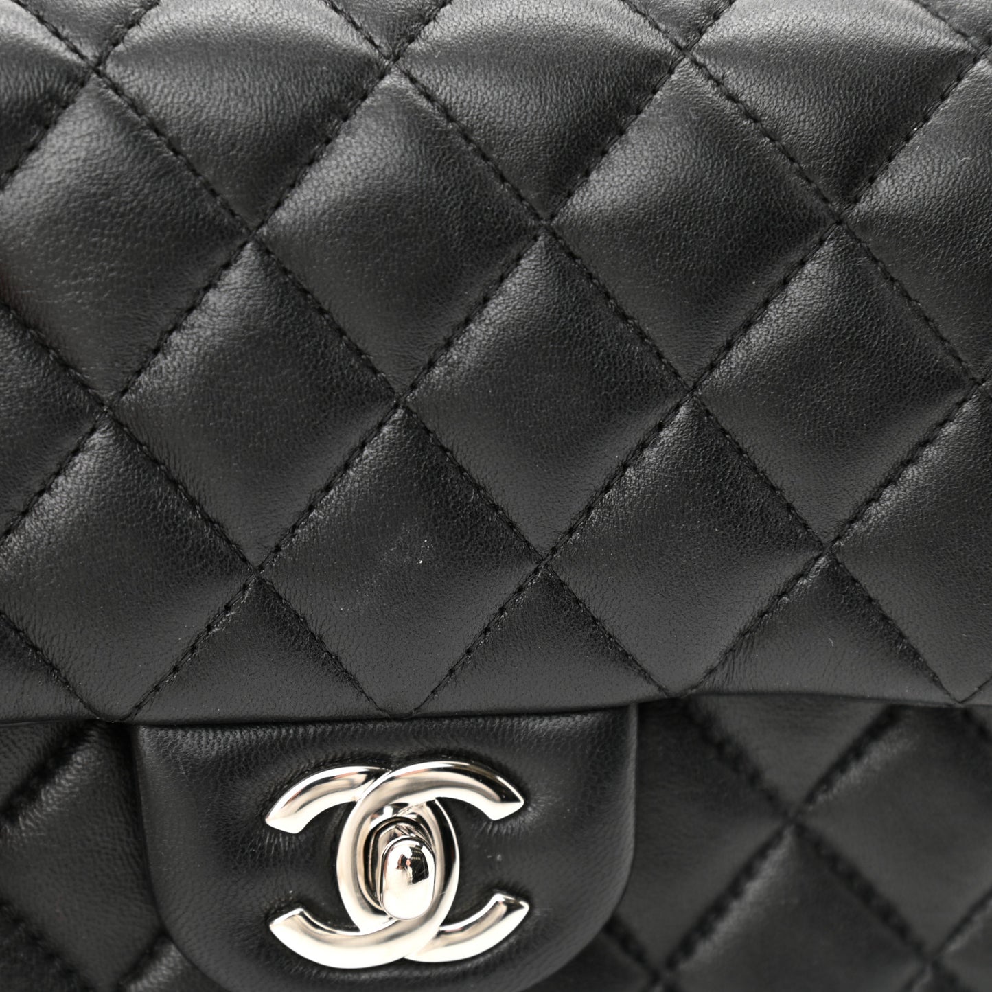 Lambskin Quilted Mini Square Flap Black