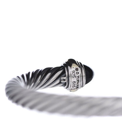 David Yurman Sterling Silver 14K Yellow Gold Black Onyx 7mm Cable Classics Bracelet 4 of 5