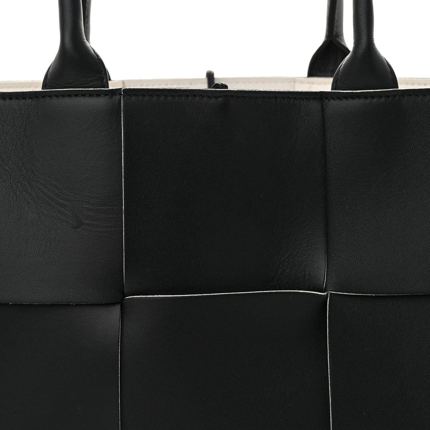 Nappa Maxi Intrecciato Small Arco Tote Black White