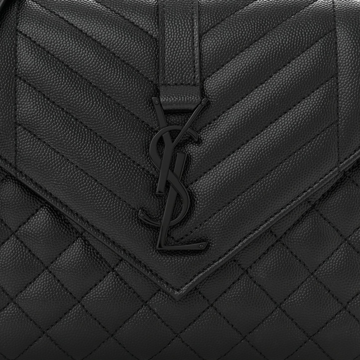 Grain De Poudre Textured Mixed Matelasse Triquilt Medium Monogram Satchel Black
